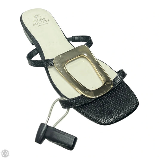 Sandals Flats By Oasis Society In Black & Gold, Size: 8.5