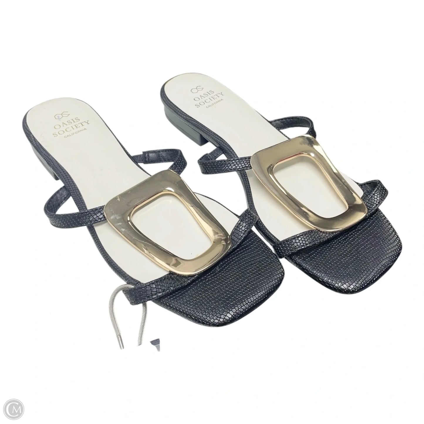Sandals Flats By Oasis Society In Black & Gold, Size: 8.5