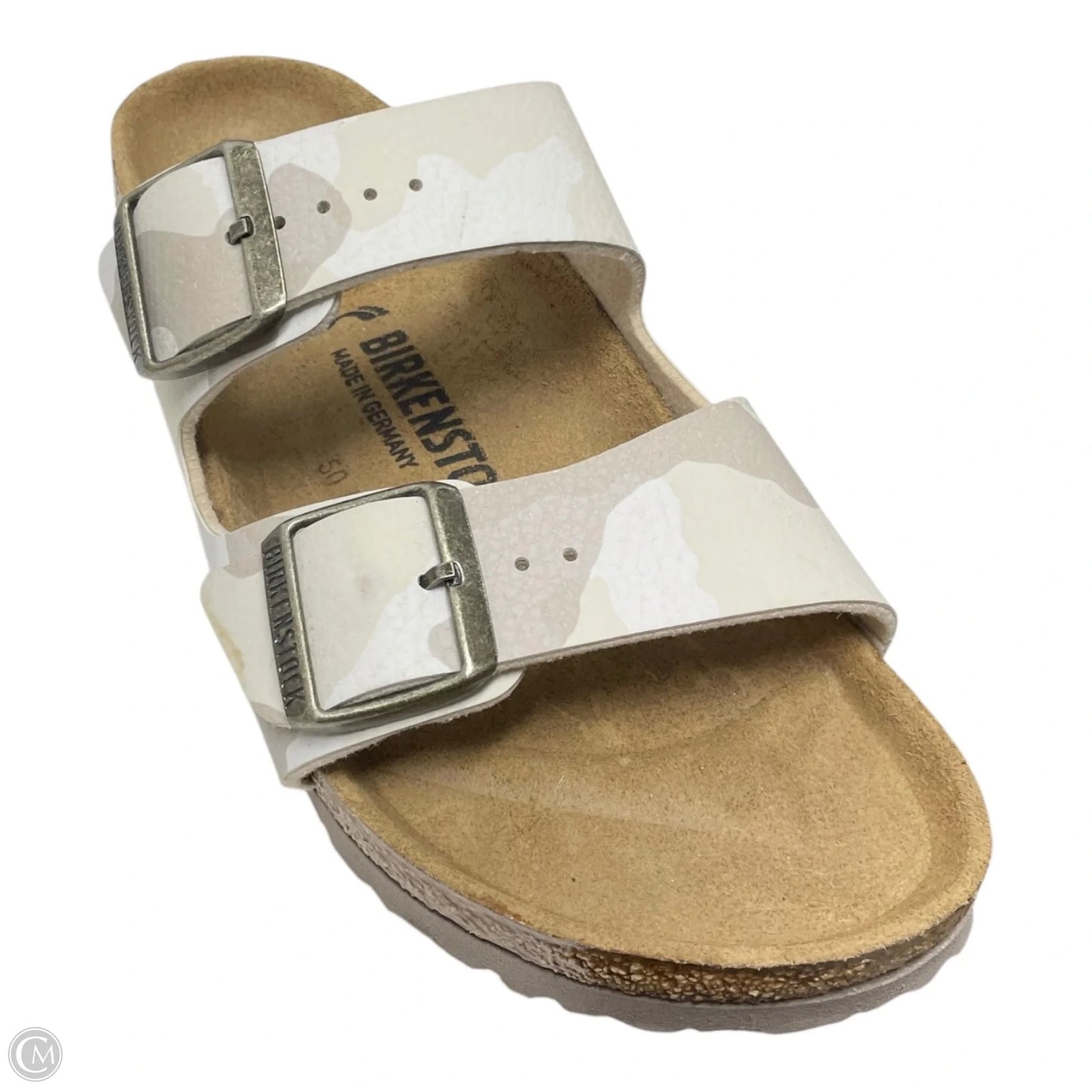 Sandals Flats By Birkenstock In Camouflage Print, Size: 7.5
