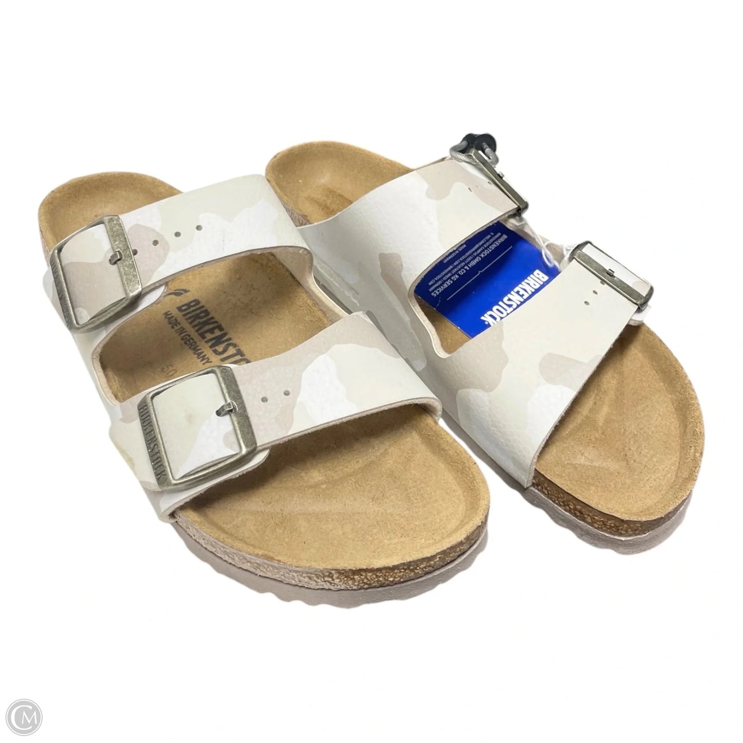 Sandals Flats By Birkenstock In Camouflage Print, Size: 7.5