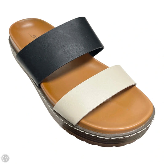 Sandals Flats By Me Too In Black & Cream, Size: 6