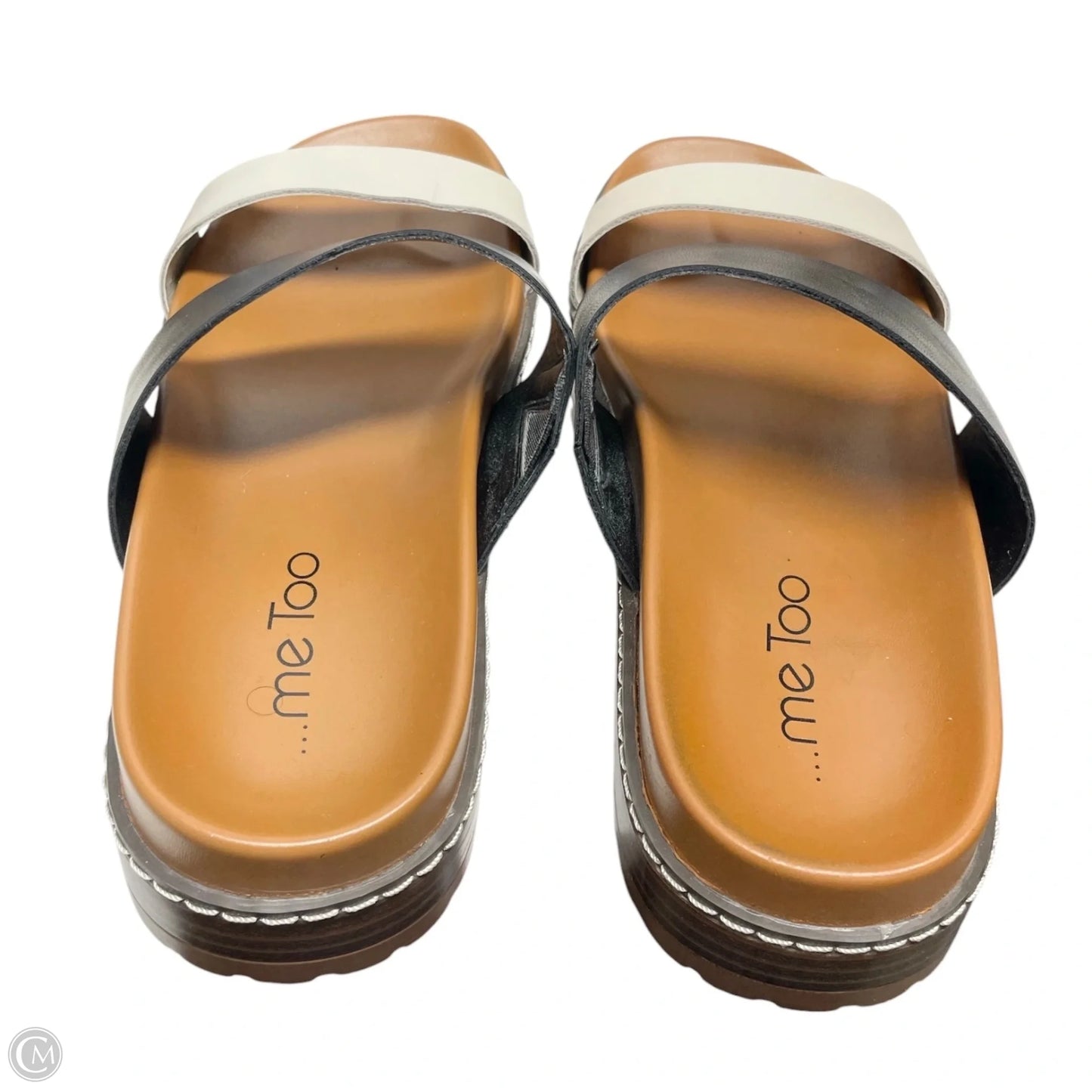 Sandals Flats By Me Too In Black & Cream, Size: 6