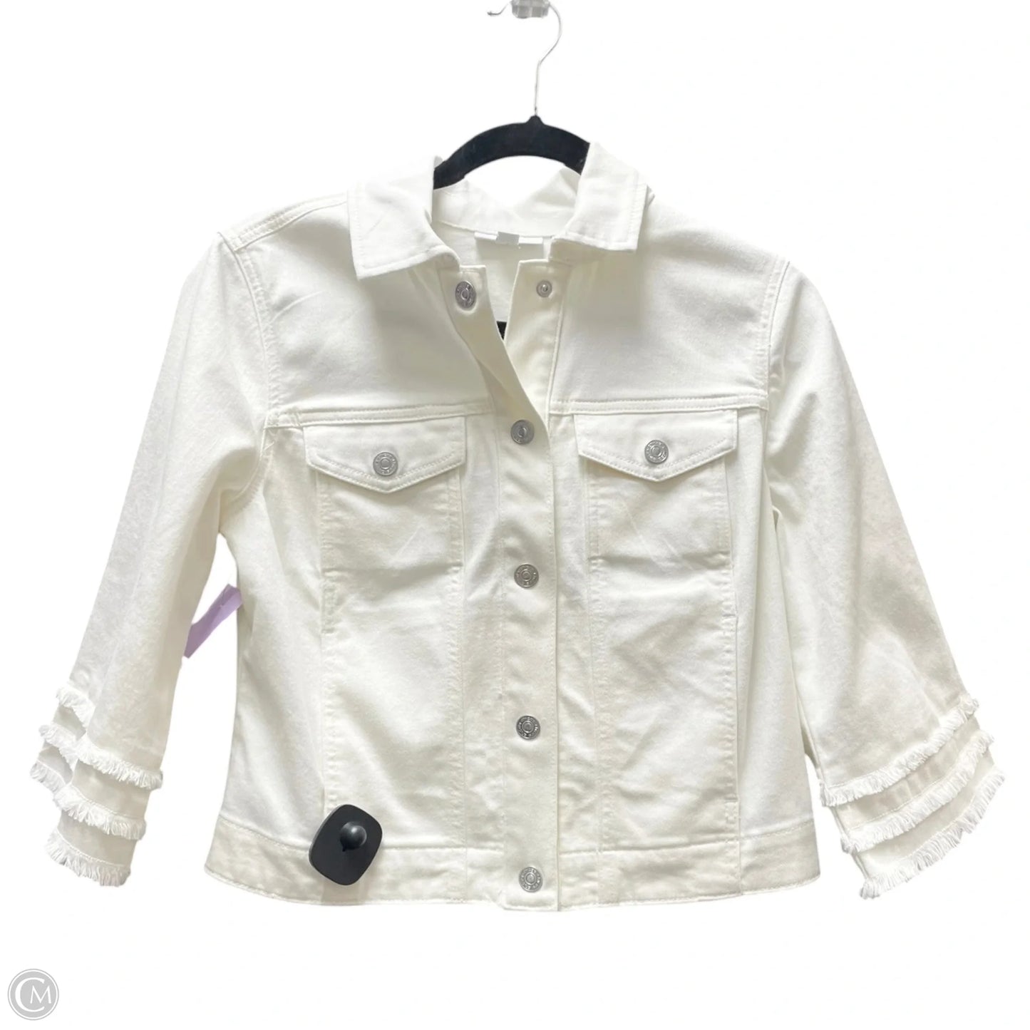 Jacket Denim By Chicos In White, Size: S