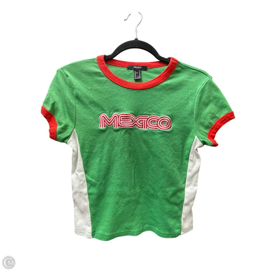 Top Short Sleeve By Forever 21 In Green & Red, Size: M