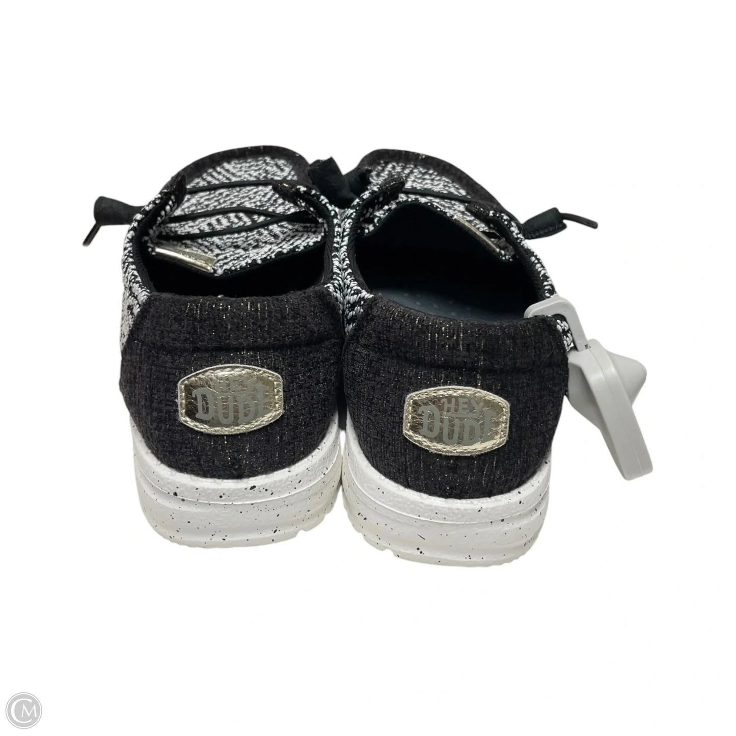 Shoes Flats By Hey Dude In Black & White, Size: 7