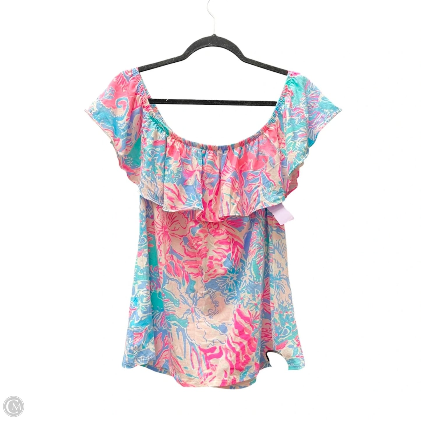 Top Short Sleeve By Lilly Pulitzer In Blue & Pink, Size: L