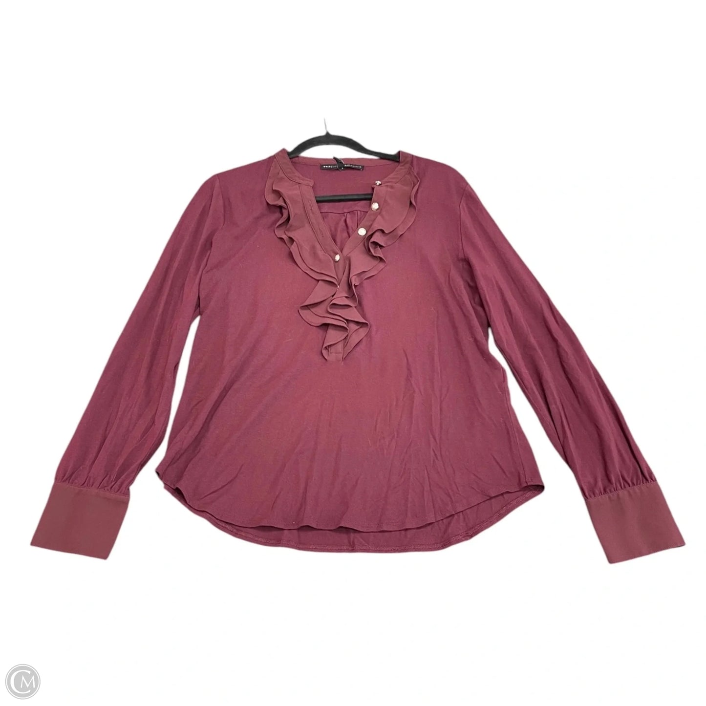 Top Long Sleeve By White House Black Market In Maroon, Size: L