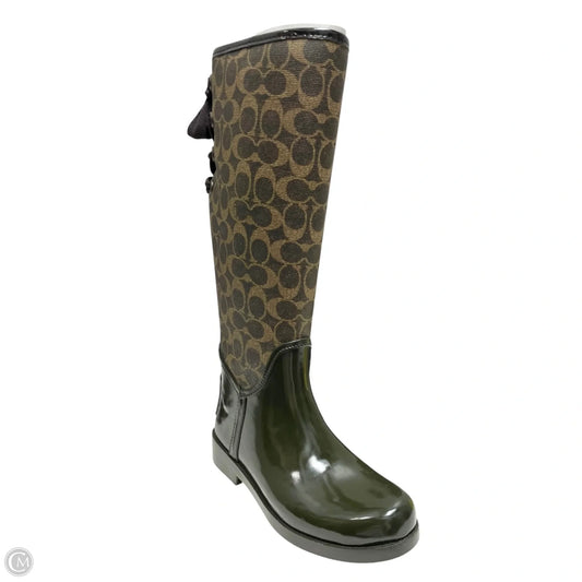 Boots Designer By Coach In Brown & Green, Size: 7