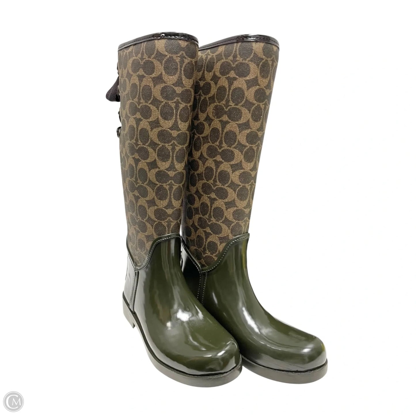 Boots Designer By Coach In Brown & Green, Size: 7