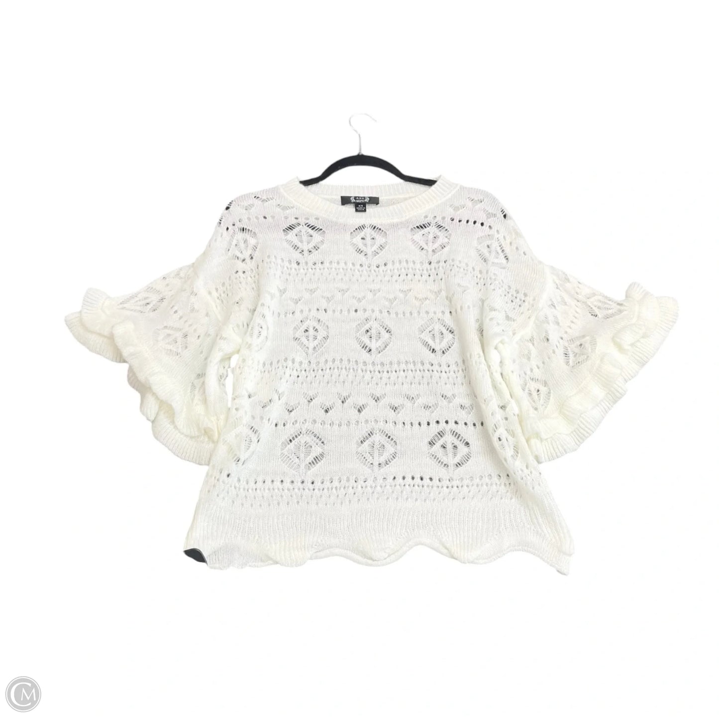 Sweater Short Sleeve By Cmb In White, Size: Xs