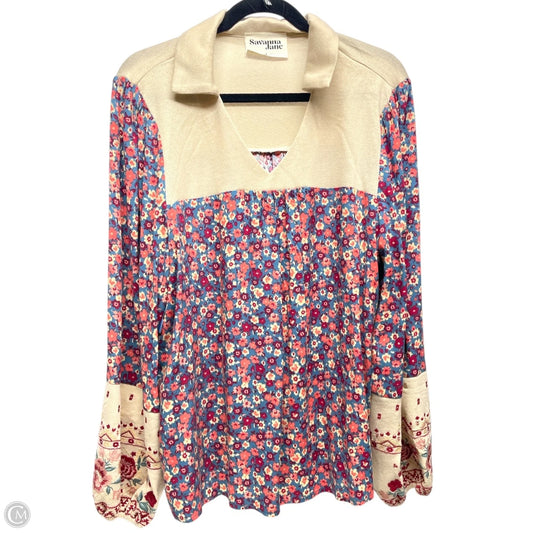 Top Long Sleeve By Savanna Jane In Floral Print, Size: L