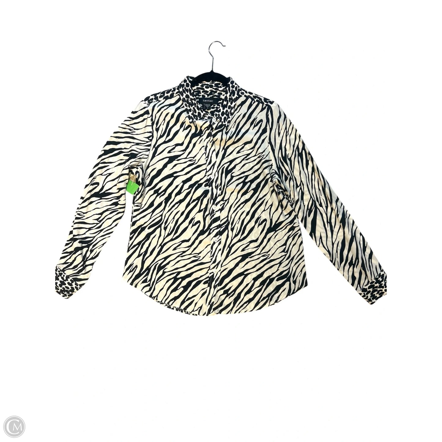 Top Long Sleeve By Karen Kane In Black & Cream, Size: S