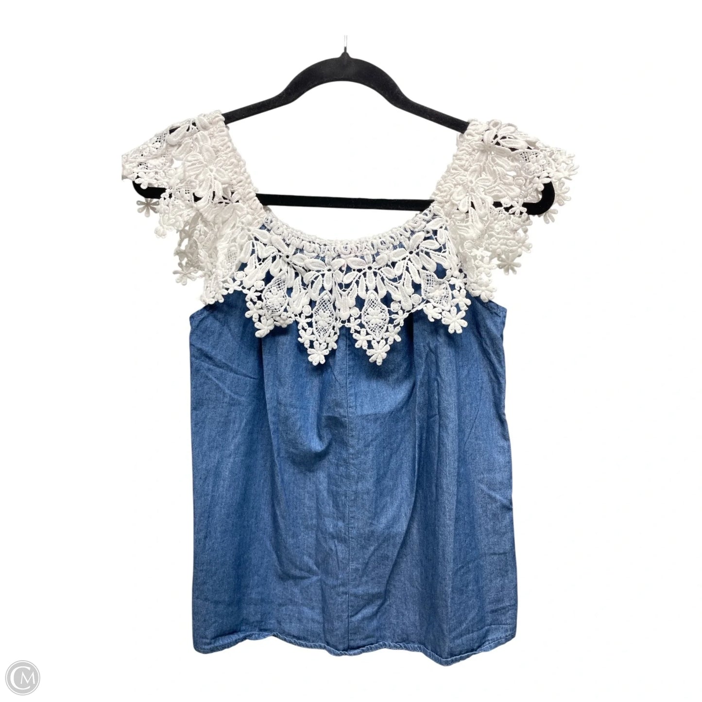 Top Short Sleeve By Agaci In Blue & White, Size: M