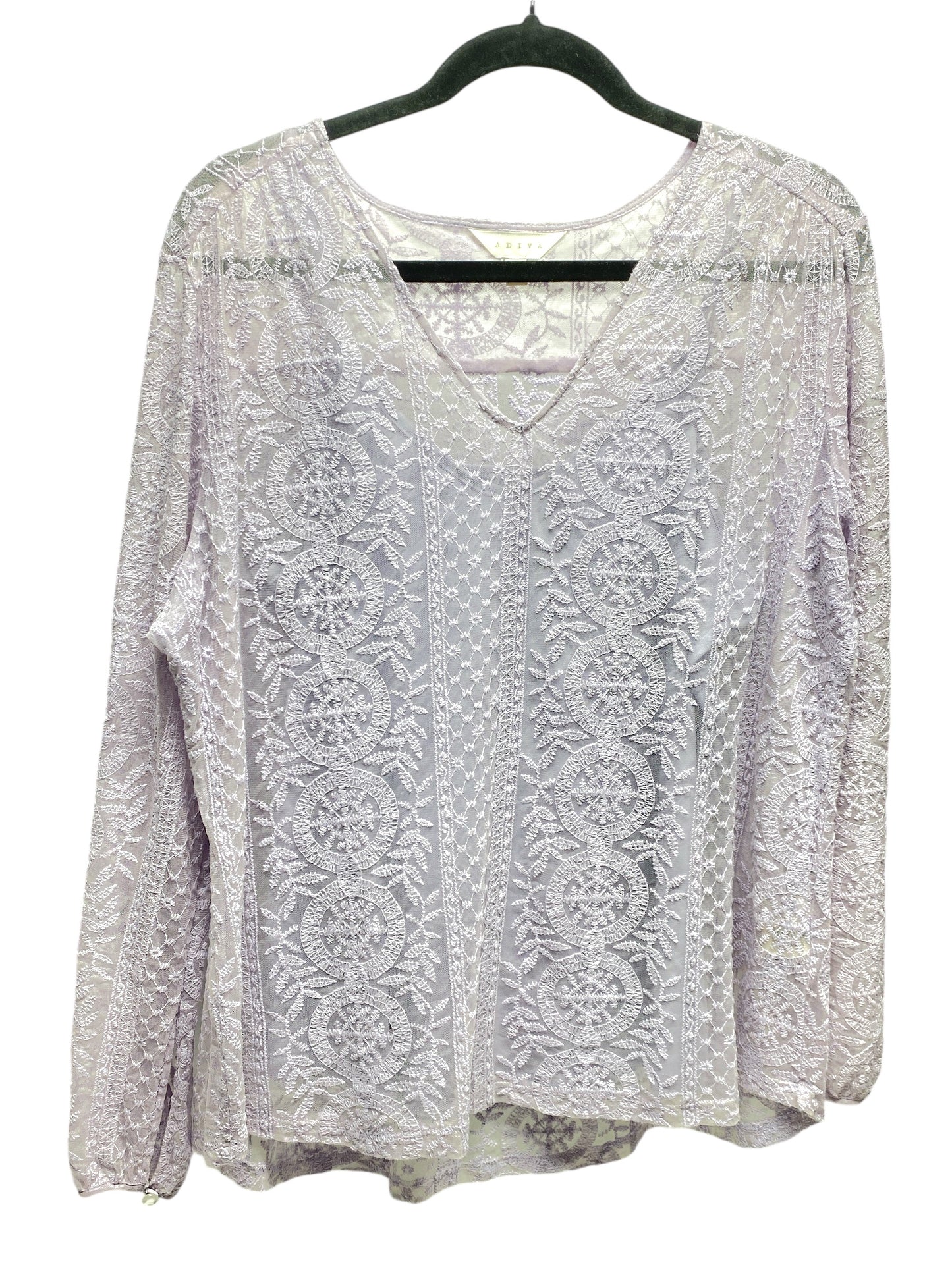 Top Long Sleeve By Adiva In Purple, Size: Xl