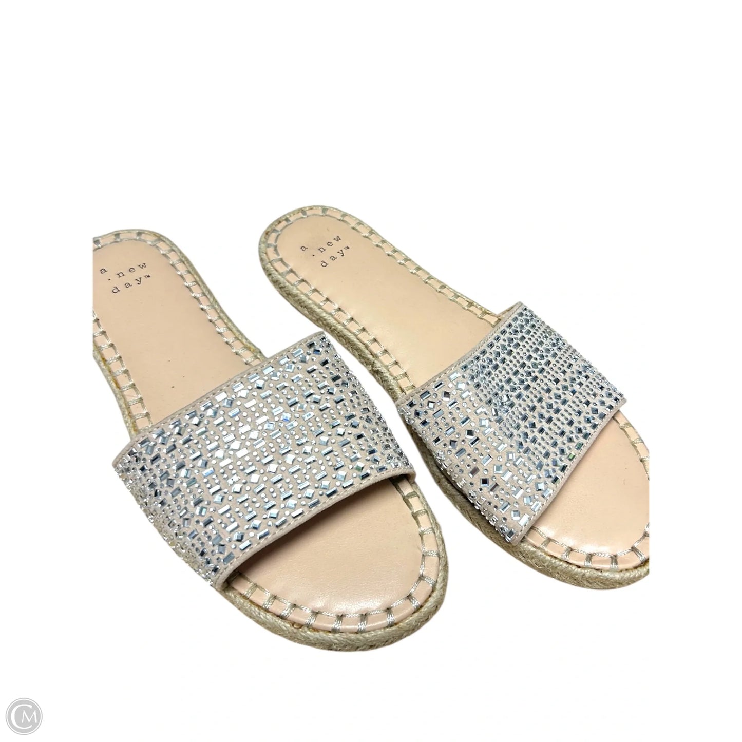 Sandals Flats By A New Day In Silver & Tan, Size: 7