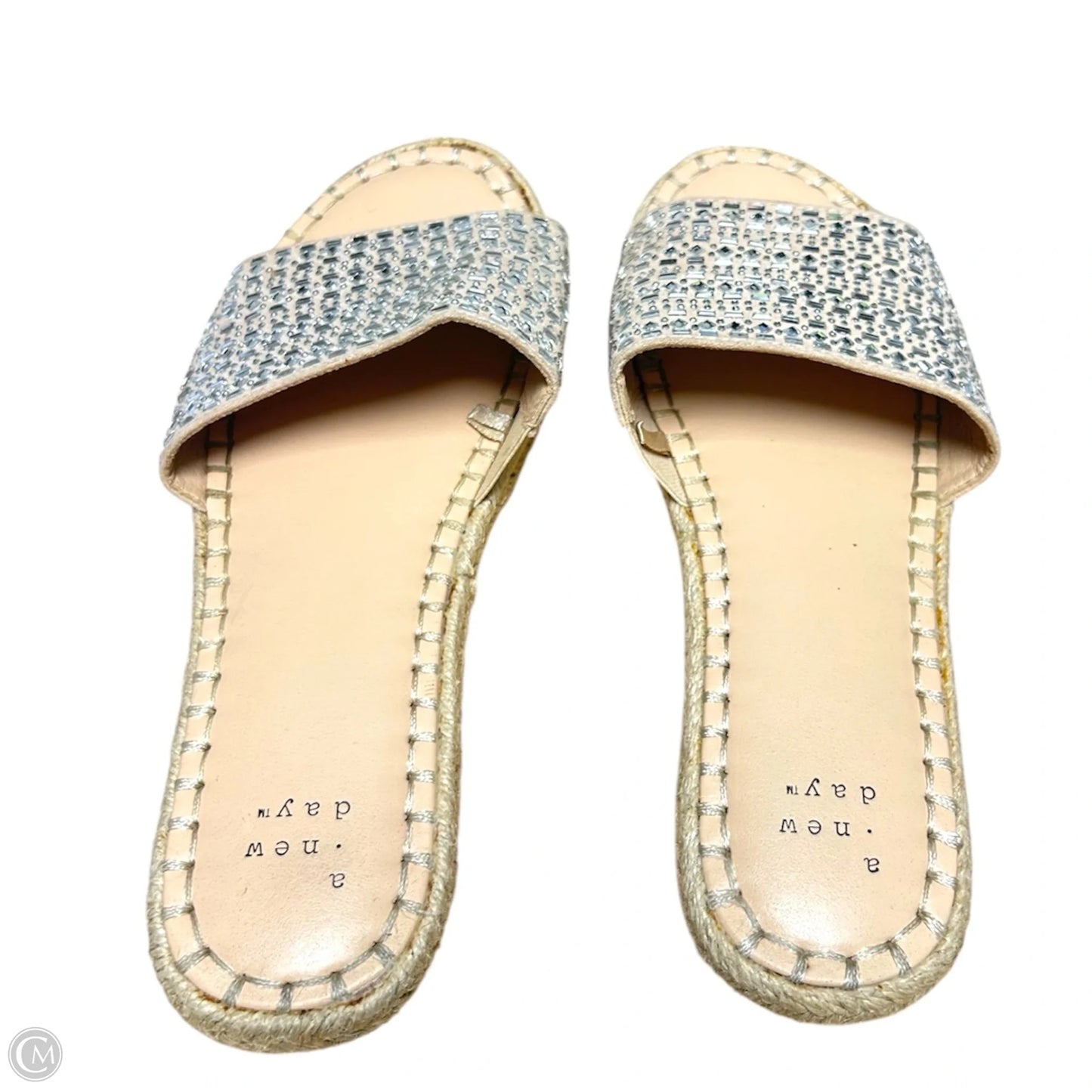 Sandals Flats By A New Day In Silver & Tan, Size: 7