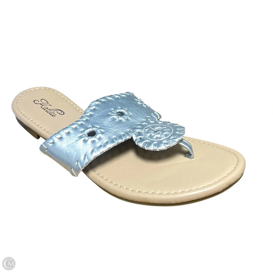 Sandals Flats By KATLIU In Silver & Tan, Size: 7