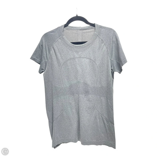Athletic Top Short Sleeve By Lululemon In Grey, Size: L