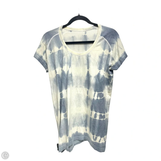 Top Short Sleeve By Lululemon In Blue & Cream, Size: L