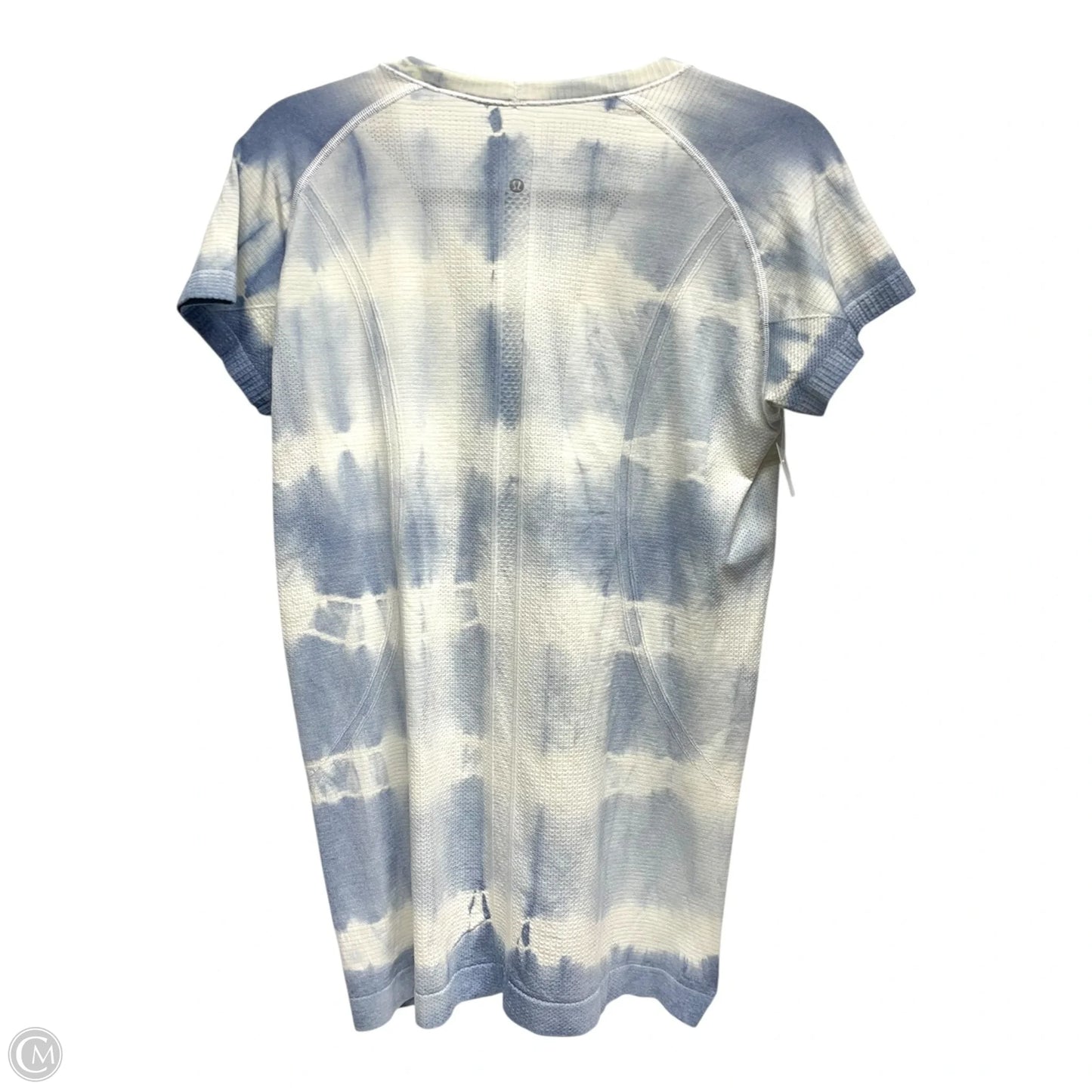 Top Short Sleeve By Lululemon In Blue & Cream, Size: L