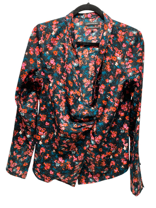 Top Long Sleeve By Something Navy In Floral Print, Size: S