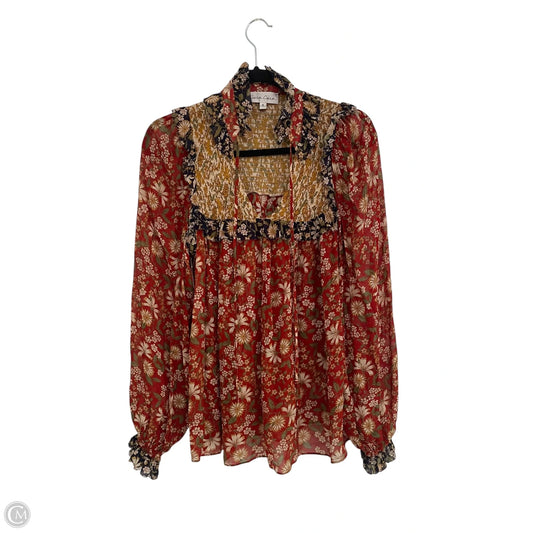 Top Long Sleeve Designer By Cara Cara  In Floral Print, Size: S