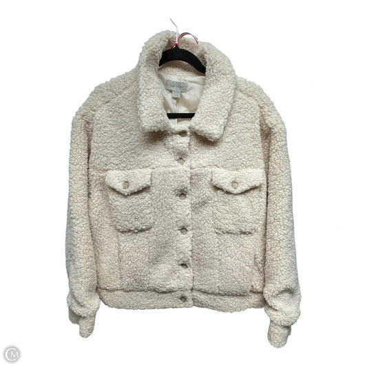 Jacket Faux Fur & Sherpa By Charlie Paige In Cream, Size: Xl