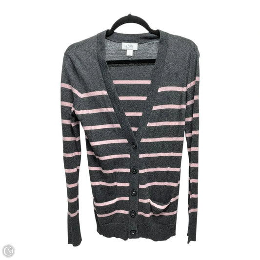 Cardigan By Loft In Striped Pattern, Size: S