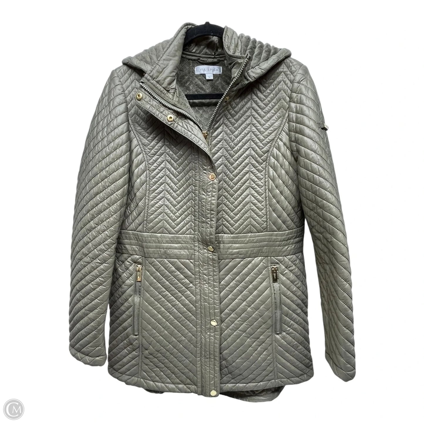 Coat Puffer & Quilted By Via Spiga In Green, Size: L