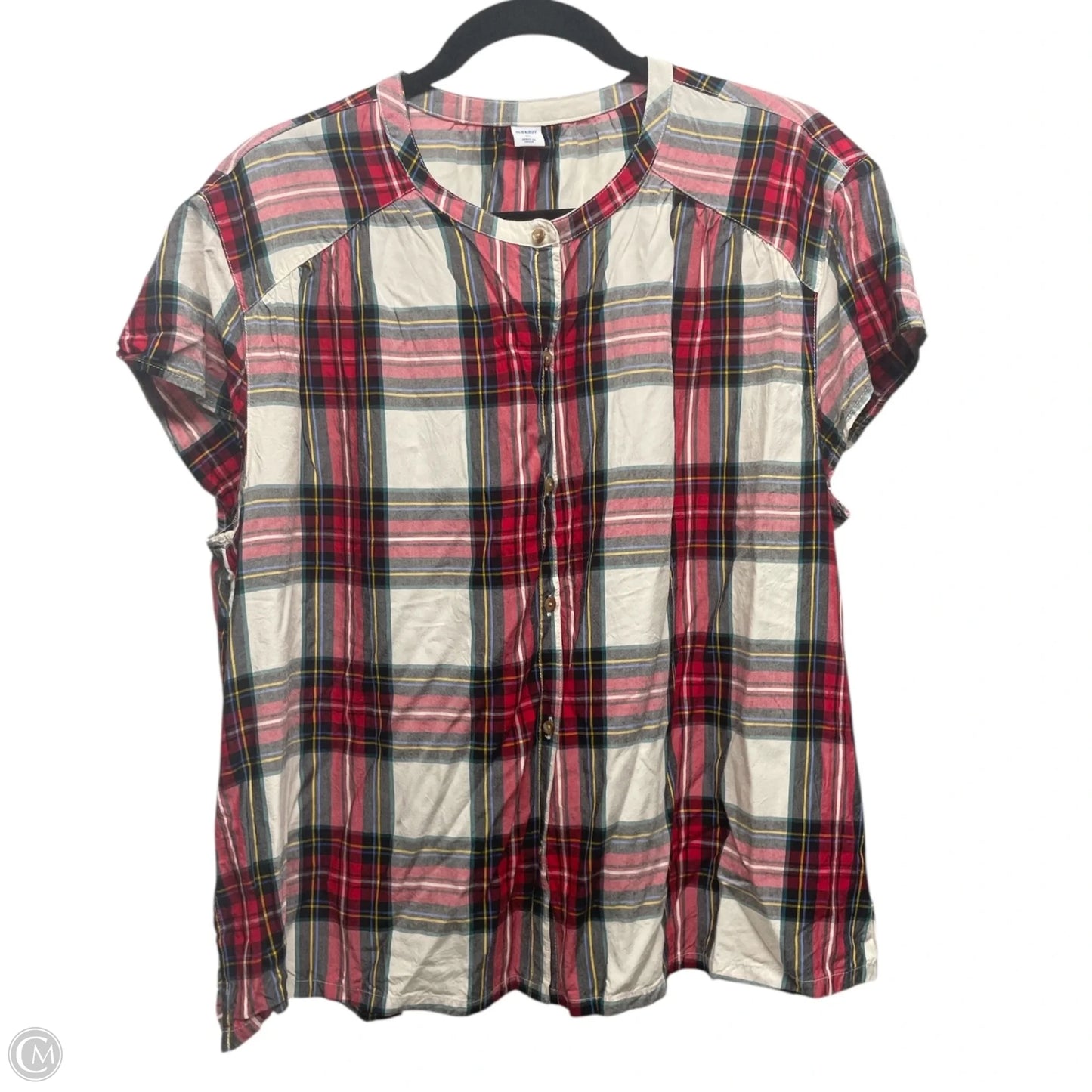 Top Short Sleeve By Old Navy In Plaid Pattern, Size: Xl