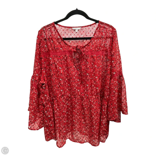 Top Long Sleeve By Lucky Brand In Floral Print, Size: 2x