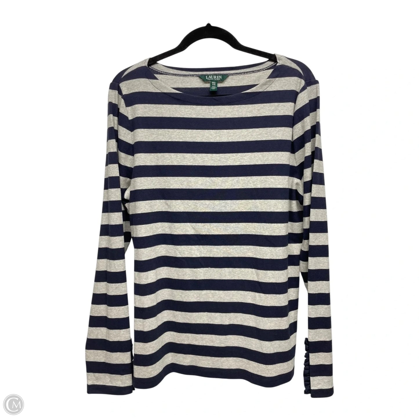 Top Long Sleeve By Lauren By Ralph Lauren In Striped Pattern, Size: Xxl
