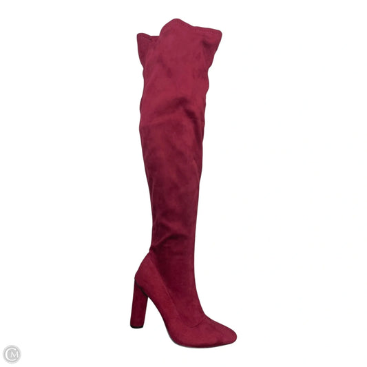 Boots Knee Heels By Refresh In Red, Size: 9