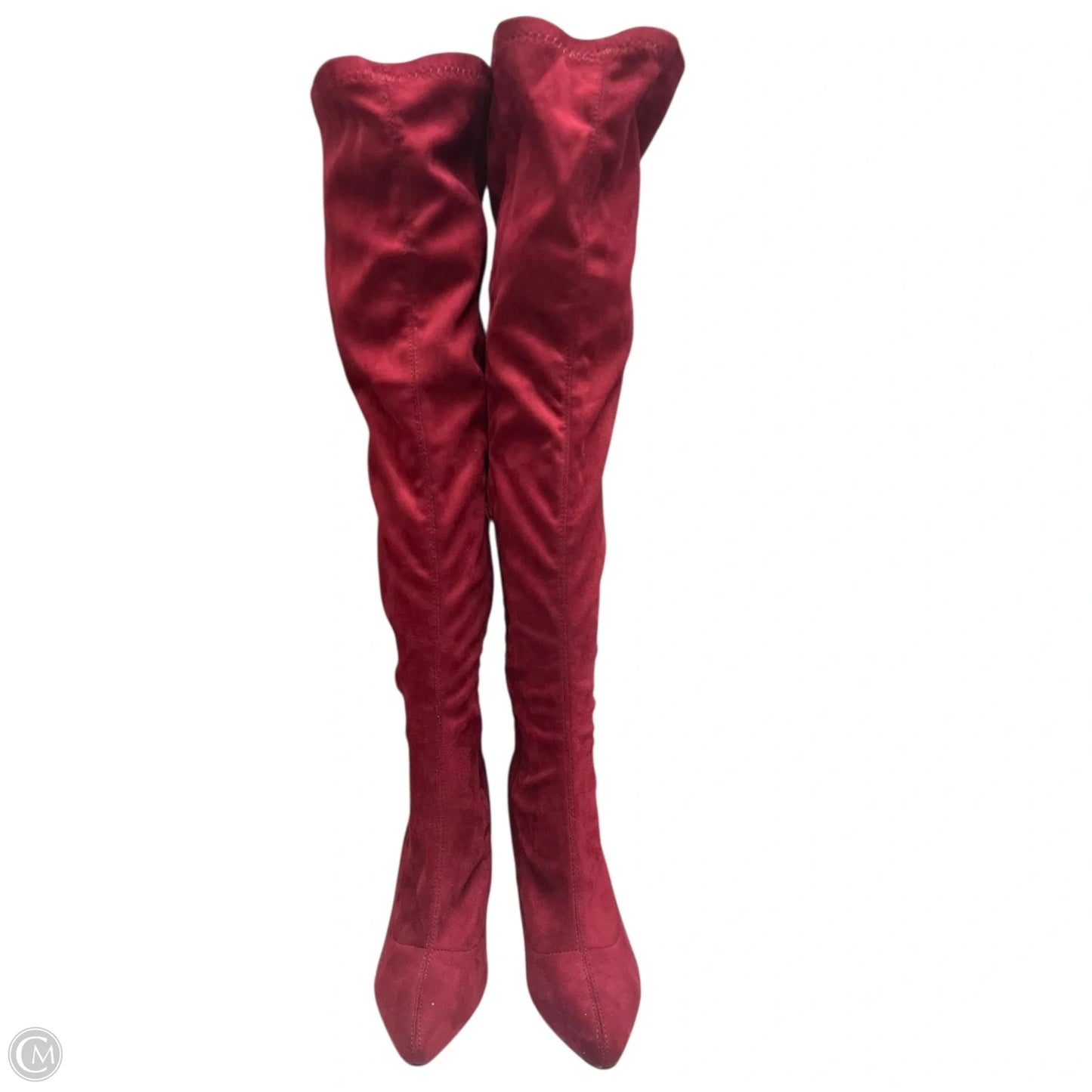 Boots Knee Heels By Refresh In Red, Size: 9