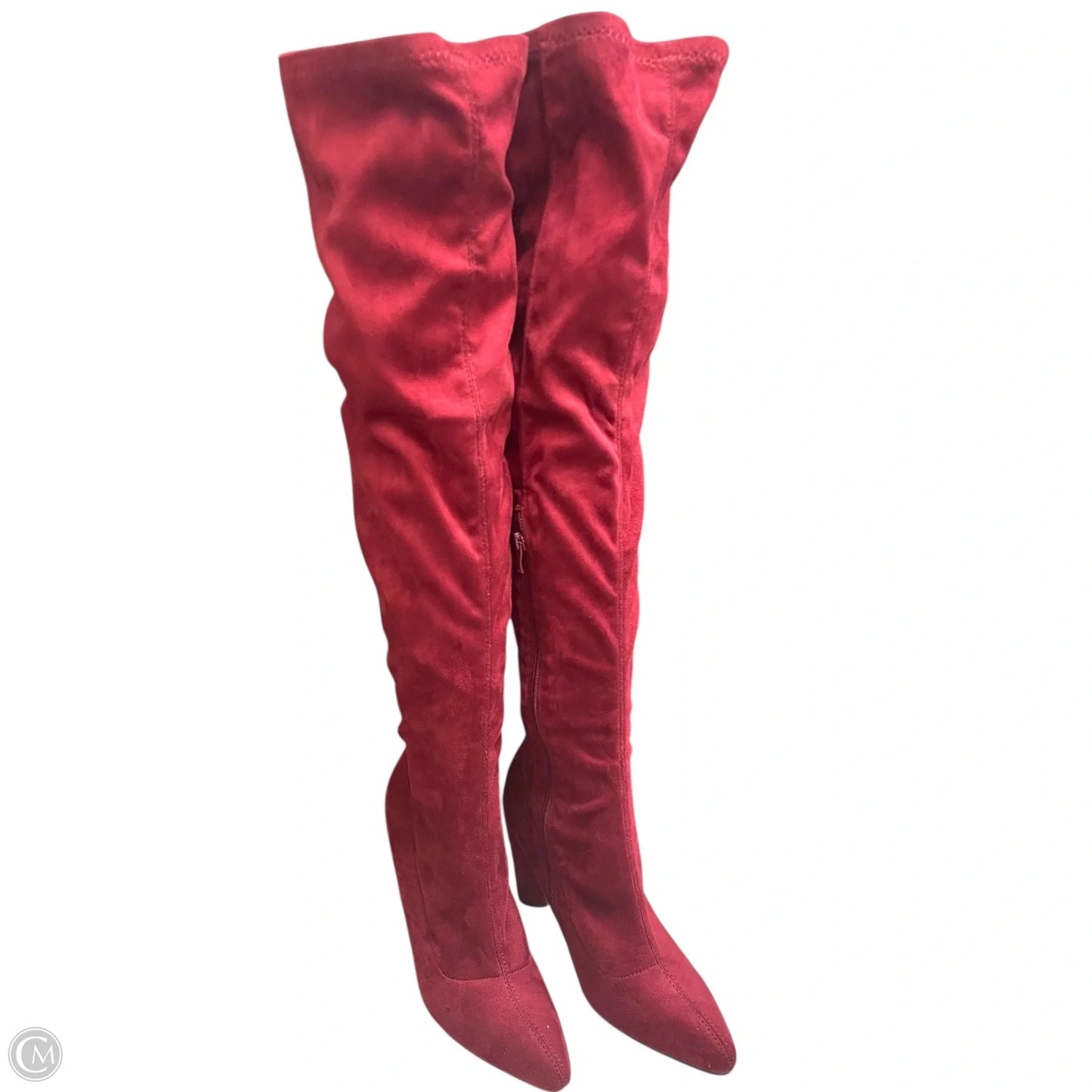 Boots Knee Heels By Refresh In Red, Size: 9
