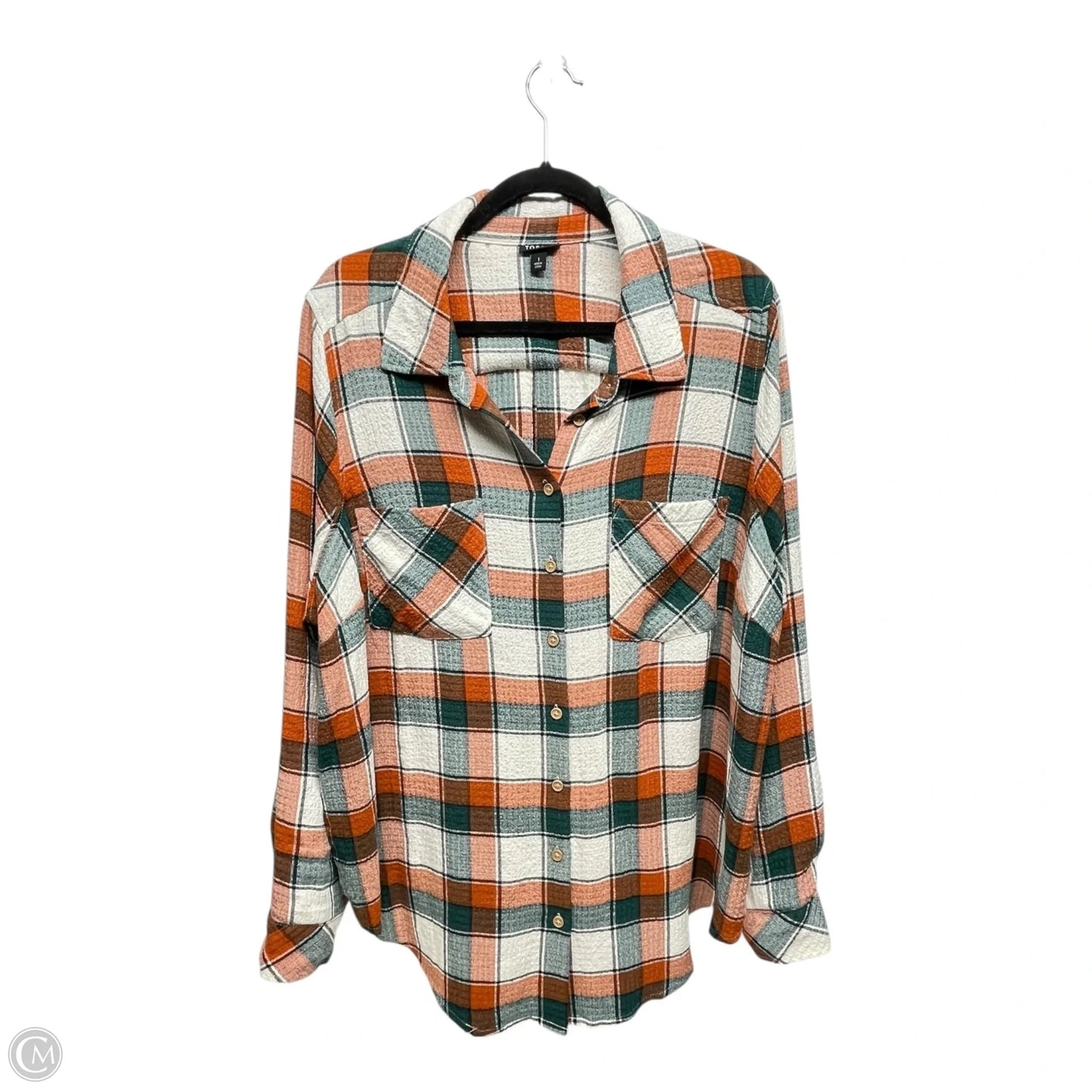 Top Long Sleeve By Torrid In Plaid Pattern, Size: 1x
