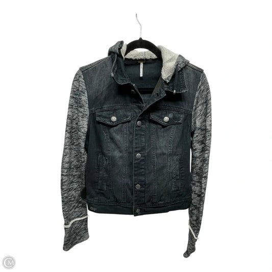 Jacket Denim By Free People In Black & Grey, Size: Sp