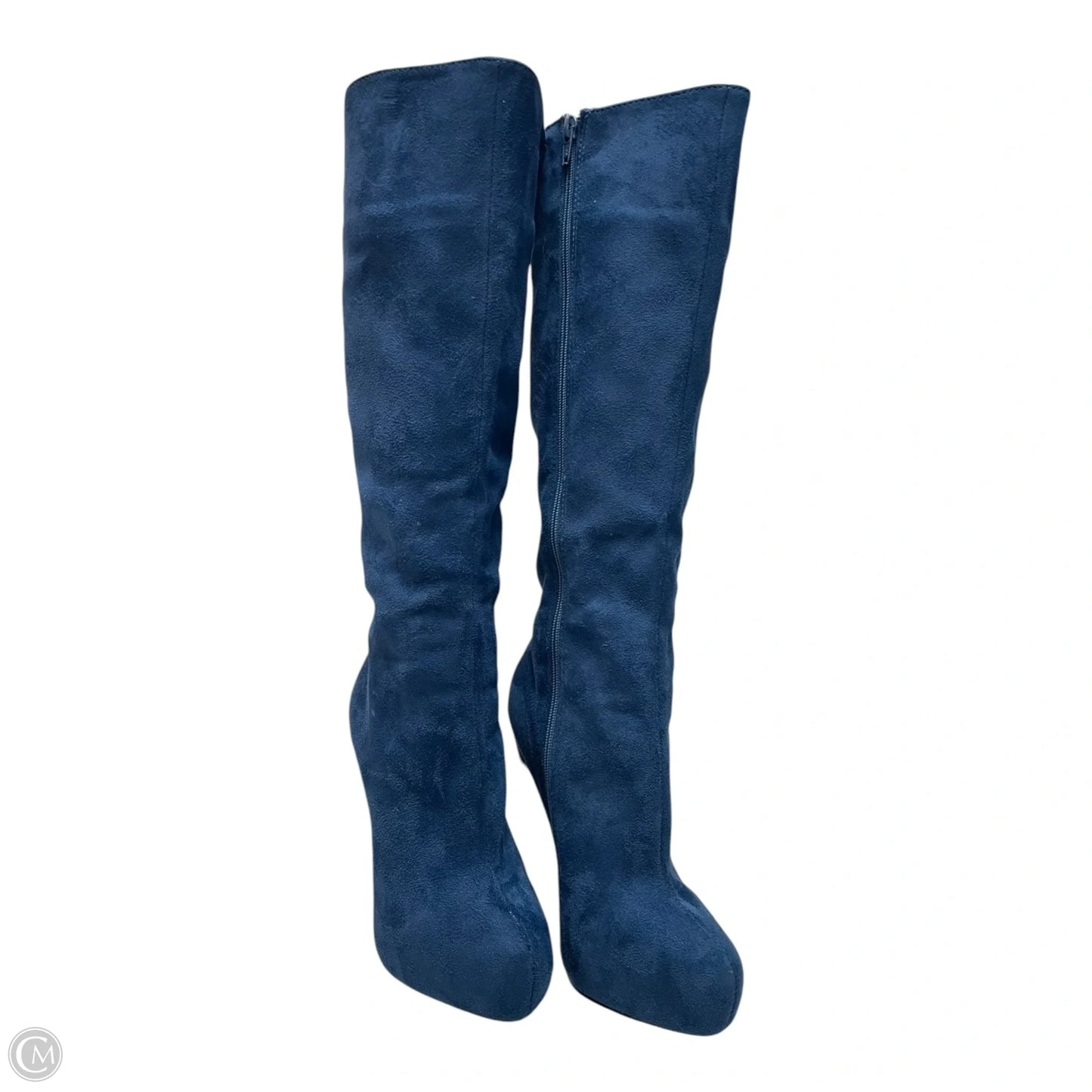 Boots Knee Heels By Clothes Mentor In Blue, Size: 7