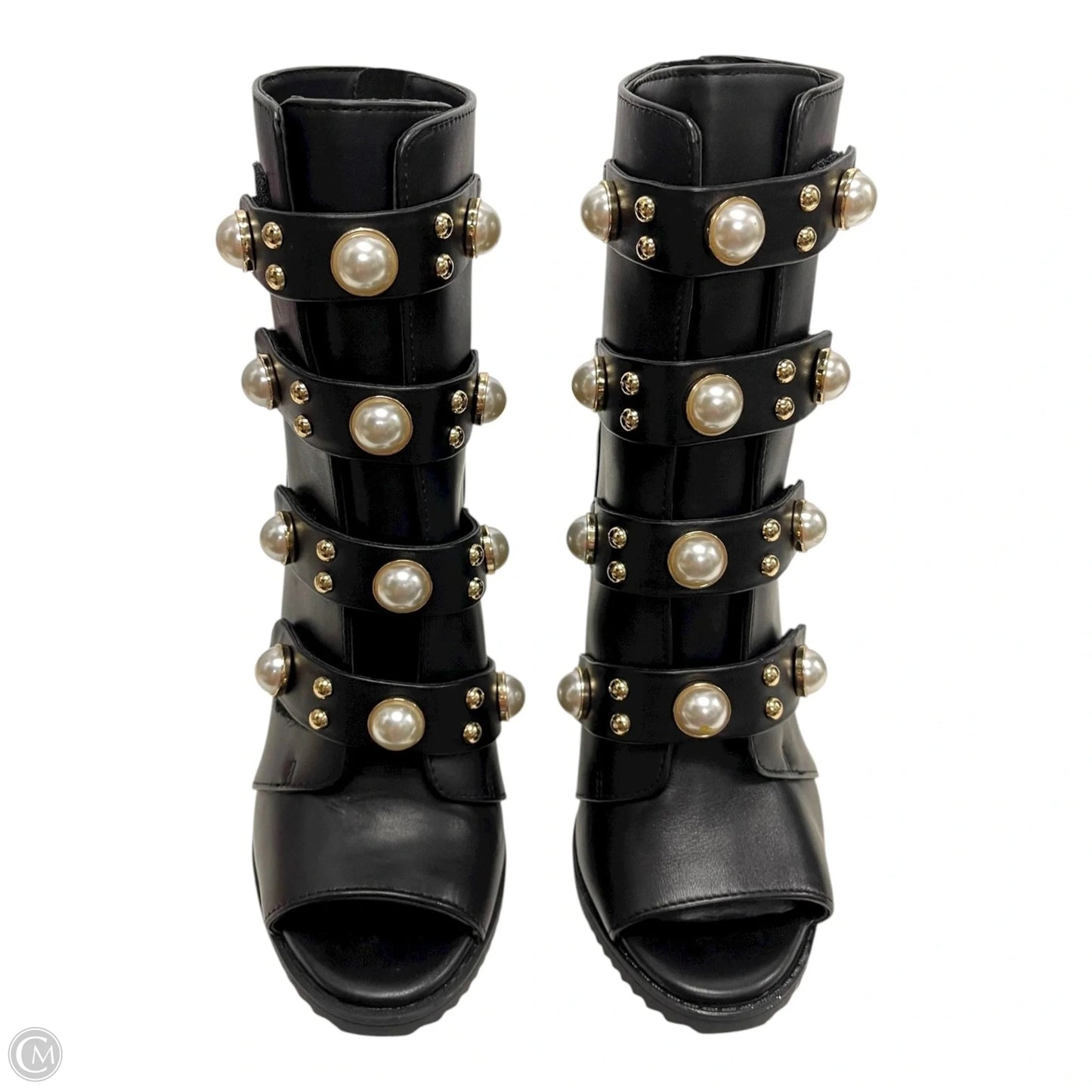 Boots Designer By Karl Lagerfeld In Black & Cream, Size: 7