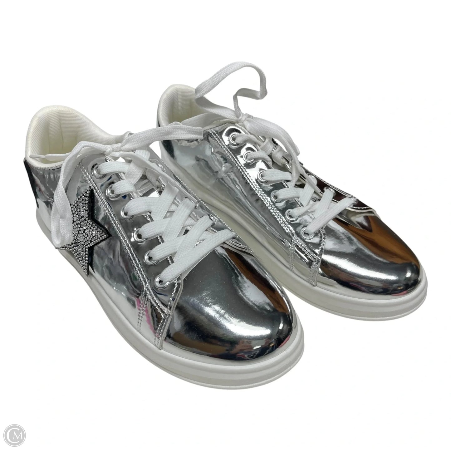 Shoes Sneakers By Bamboo In Silver, Size: 8.5