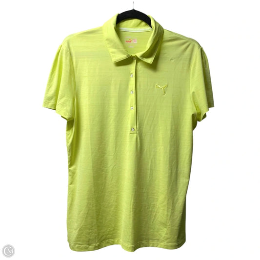 Athletic Top Short Sleeve By Puma In Yellow, Size: L