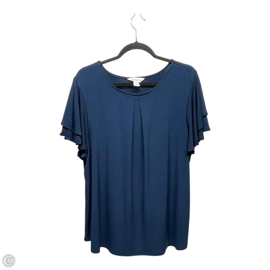 Blouse Short Sleeve By Liz Claiborne In Navy, Size: 1x