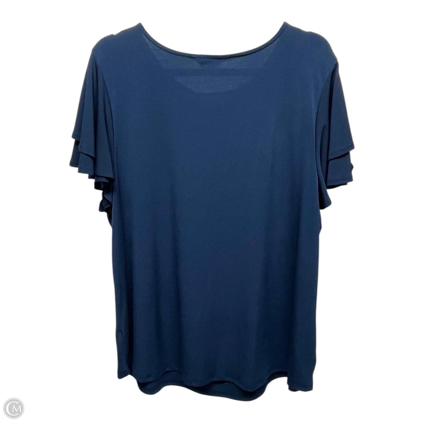 Blouse Short Sleeve By Liz Claiborne In Navy, Size: 1x