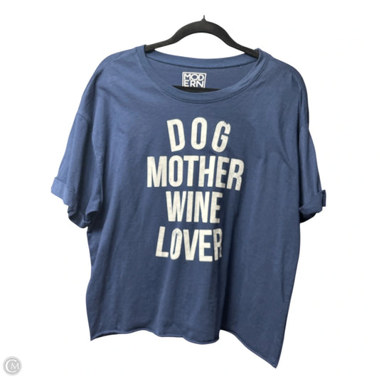 Top Short Sleeve By Modern Lux In Blue & White, Size: Xxl