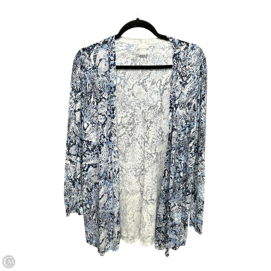 Cardigan By Chicos In Blue & White, Size: L