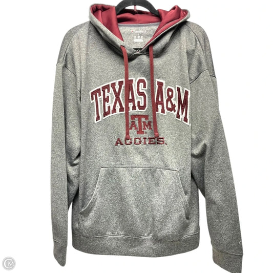 Sweatshirt Hoodie By Champion In Grey & Red, Size: L