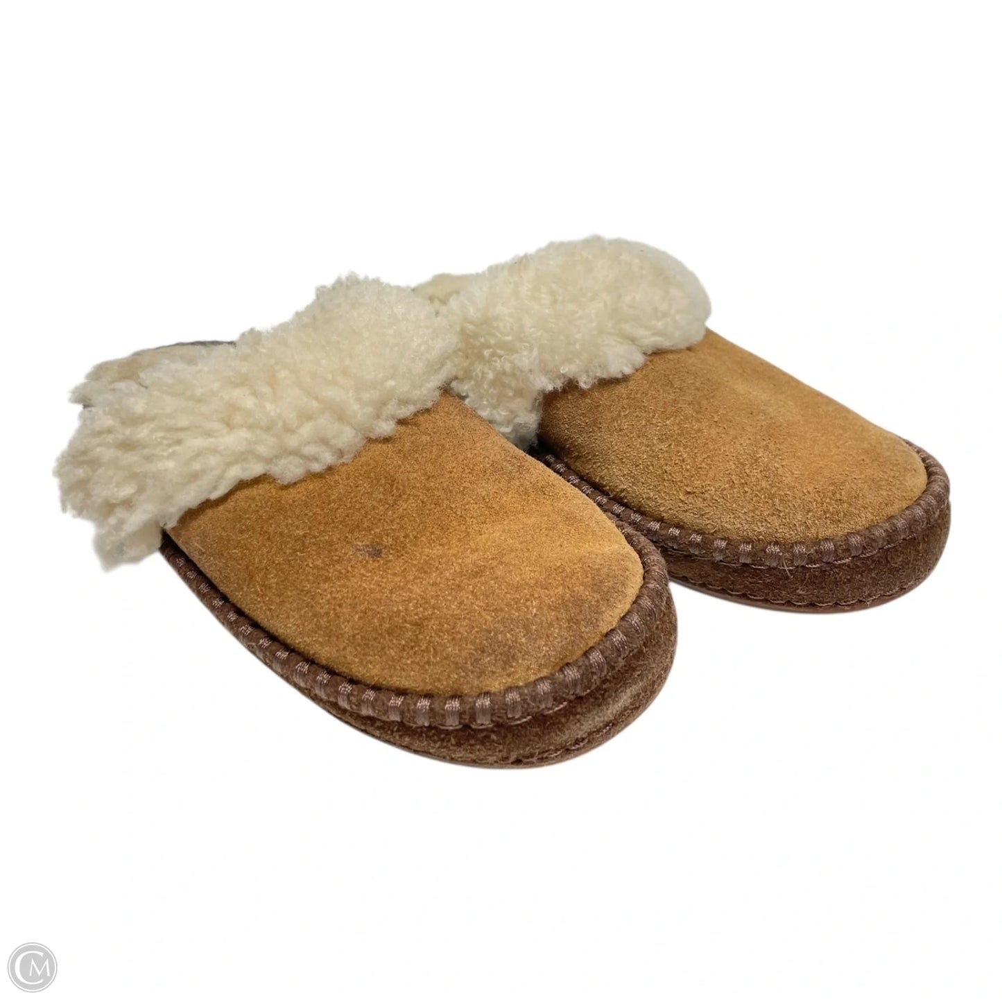 Slippers Designer By Ugg In Brown & Cream, Size: 5