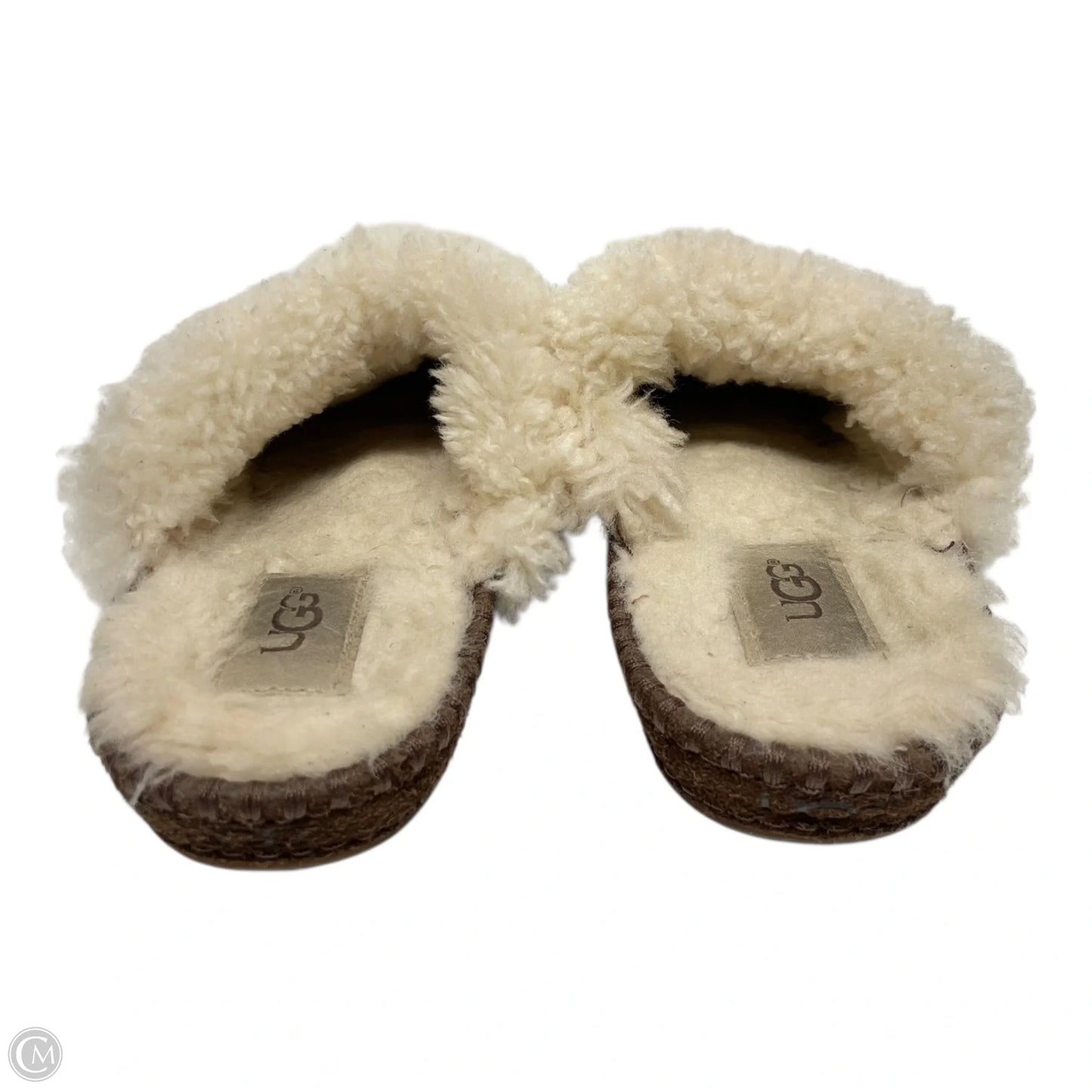 Slippers Designer By Ugg In Brown & Cream, Size: 5