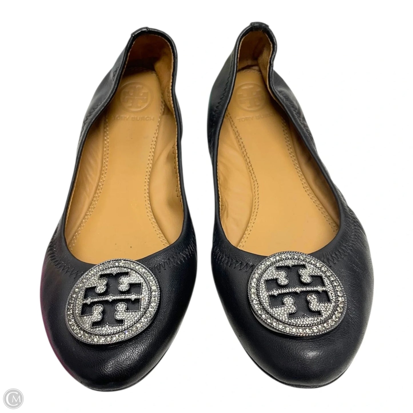 Shoes Designer By Tory Burch In Black & Silver, Size: 5.5
