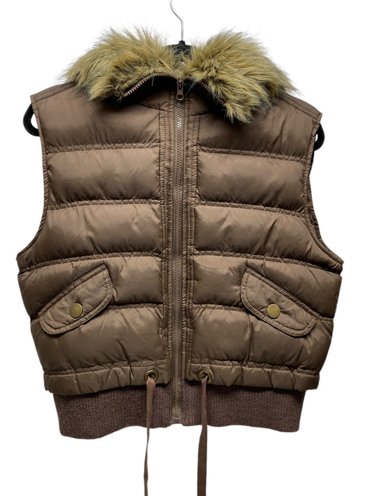 Vest Puffer & Quilted By Denim And Company In Brown, Size: Xl